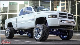 Second GEN DODGE RAM 2500 on a 6 inch CANDY BLUE lift and 22x14 American Forces [upl. by Aicnorev773]