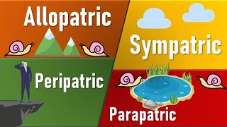 Speciation Allopatric Sympatric Parapatric Petripatric II Types of Speciation [upl. by Filide]