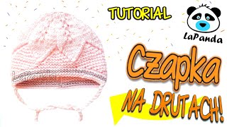 CZAPKA NA DRUTACH DLA NIEMOWLAKA 12 Jak zrobić  LaPanda EASY KNITTED BABY HAT [upl. by Artaed]