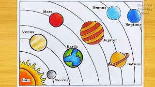 How to draw Solar System Drawing  Solar System Drawing  Solar System Planets Drawing [upl. by Nosecyrb371]