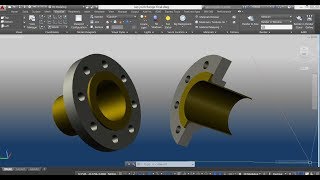 LAP JOINT PIPE FLANGE w STUB END in AutoCAD 3D [upl. by Gilud]