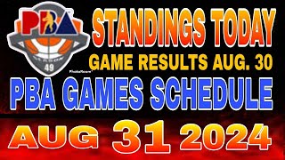 PBA Standings today as of August 30 2024  PBA Game results  Pba schedule August 31 2024 [upl. by Lanta]