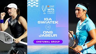 Iga Swiatek vs Ons Jabeur  2023 WTA Finals Group Stage  WTA Match Highlights [upl. by Euqinim]