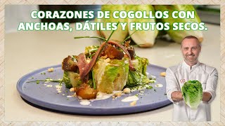 Corazones de cogollos con anchoas dátiles y frutos secos  Receta de Rodrigo de la Calle 👨‍🍳💚 [upl. by Cristy]