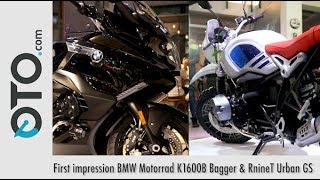 BMW Motorrad K1600B Bagger dan BMW RnineT Urban GS  First impression  OTOcom [upl. by Ahseela]