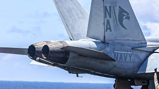 F18 Hornet Turbine Thrust Takes Short Takeoff From Carrier [upl. by Harmaning331]