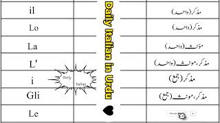 How to use definite articles in italian IL  I  LA  LE foryou learnitalianinurdu fyp [upl. by Odnomra]