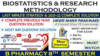 Solution  Biostatistics and Research Methodology  Important amp Previous year question paper Solved [upl. by Yasu]