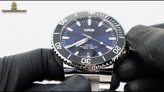 UNBOXING 435MM ORIS AQUIS DATE BLUE DIAL 01 733 7730 413507 8 24 05PEB [upl. by Yecac365]