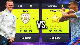 ICONS vs Wonderkids at FULL POTENTIAL in FIFA 22 💥 [upl. by Meeker]