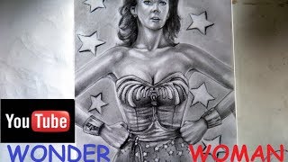 LYNDA CARTER  WONDER WOMAN  TIMELAPSE DRAWING [upl. by Nadda673]