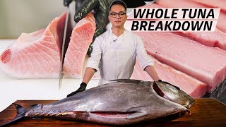 How a Master Sushi Chef Butchers a 250 Pound Bluefin Tuna — Omakase [upl. by Nealson]