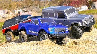 AWESOME RC CRAWLER ACTION FORD RAPTOR FM ELECTRICS LAND ROVER DEFENDER BRONCO [upl. by Kim]