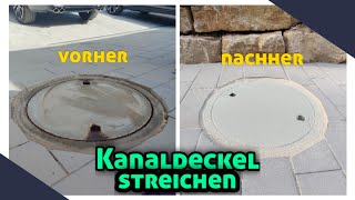 Kanaldeckel streichen mit Betonfarbe I Hausbau Update [upl. by Aderfla]