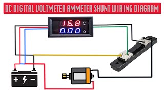 Digital Voltmeter Ammeter DC 100V 50A LED Amp Volt Meter with Shunt Wiring amp Connection Diagram [upl. by Kcinnay368]