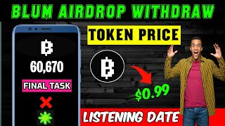 Blum Airdrop Me Earning Kaise Kare🤑🔥  Blum Airdrop Lounch Date  Blum Airdrop Withdraw Kaise Karein [upl. by Nakeber659]