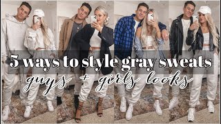 5 WAYS TO STYLE GRAY SWEATPANTS for guys AND girls  edgy trendy looks ♡ [upl. by Treharne]