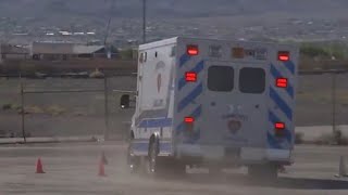 New paramedics EMTS maneuver through obstacles in Community Ambulance driving test [upl. by Laband606]