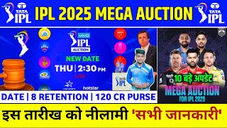 IPL 2025 Mega Auction  BCCI Announced Auction DateNew Format amp Purse  IPL Auction Date 2025 [upl. by Anujra]