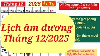 Lịch âm dương tháng 12 năm 2025 Lịch âm hôm nay Lịch vạn niên năm 2025 Lịch tháng 12 năm 2025 [upl. by Kciv]