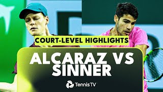 Carlos Alcaraz vs Jannik Sinner Court Level Highlights  Indian Wells SemiFinal 2023 [upl. by Marci983]