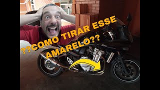 COMO TIRAR AMARELO DO ESCAPAMENTO DA MOTO LIMPEZA DE ESCAPAMENTO [upl. by Marilou]