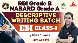 ESI Descriptive Writing Class 1  RBI Grade B amp NABARD Grade A ESI Classes  By Rittika Chawla [upl. by Tlihcox]