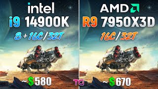 Core i9 14900K vs Ryzen 9 7950X3D  Test in 10 Games [upl. by Treva]