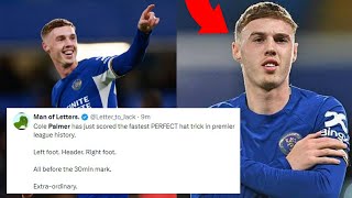 FOOTBALL WORLD REACT TO COLE PALMER SCORING A PERFECT HAT TRICK VS EVERTON  COLE PALMER REACTIONS [upl. by Sajovich]