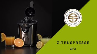 Zitruspresse ZP 3  mit der elektrischen Saftpresse gesunden Saft selber auspressen [upl. by Naihtsirc]