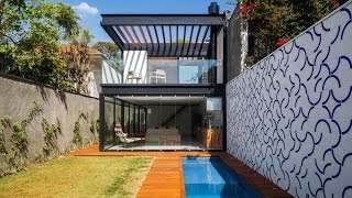 Diseño de casa larga y angosta Planos fachada e interiores [upl. by Dumas]