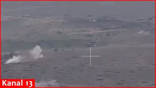 Ukrainian army ambushes a large convoy of advancing Russian military equipment  Combat footage [upl. by Tail]