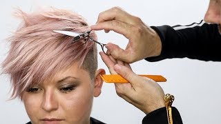 Pixie Haircut Tutorial Plus Bonus Pink Hair Color How To [upl. by Stralka894]