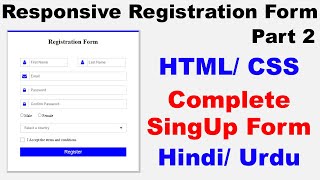 How to Create a Responsive Registration Form Using HTML amp CSS  SignUp form using HTML amp CSS [upl. by Lledraw]