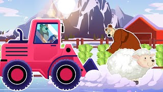 The Bear Farm Farmer Bear Drives Snow Plow and Harvests Vegetables on the Farm  Farm Vehicles [upl. by Ynaoj]