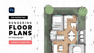 The FASTEST WAY of RENDERING FLOOR PLANS in Photoshop under 15 minutes [upl. by Nihahs]