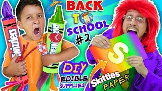 SKITTLES PAPER BACK TO SCHOOL DIY EDIBLE SUPPLIES Hacks 2 Airheads amp Twizzlers FUNnel Vision [upl. by Barlow]