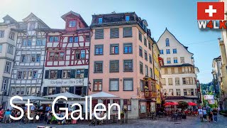 Eastern Switzerland St Gallen walking in charming old town colorful houses [upl. by Fauman]