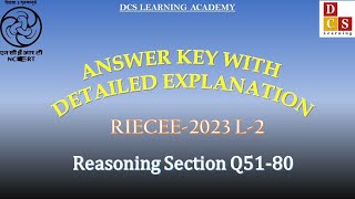 RIE CEE 2023  LEVEL 2  REASONING ABILITY ANSWER WITH EXPLANATION BY PRASHANTA SIR DCS LEARNING [upl. by Landers356]