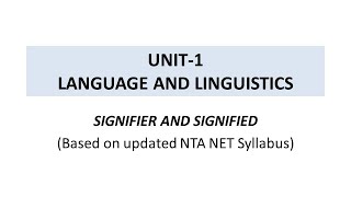 Saussurean DichotomiesLecture 3 Signifier and Signified Distinction NTA NET Linguistics [upl. by Esbensen]