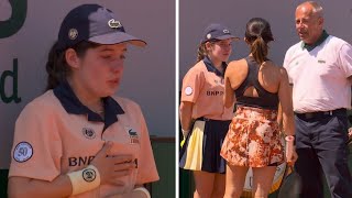 French Open Doubles Pair Disqualified after stray shot hit ball girl short viral trending live [upl. by Bowles]