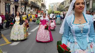 OFRENDA fallas dia 17 Marzo 2018  Falla Avenida de la Plata video 1 [upl. by Mccollum]