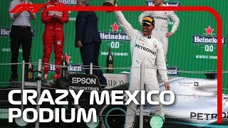 2019 Mexican Grand Prix Hamiltons Crazy Podium Celebrations [upl. by Leighton]