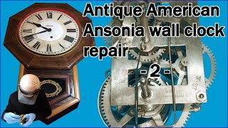 Antique American Ansonia wall clock service  Part 2 americanclockrepairs AnsoniaClocks [upl. by Amarette]