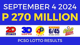 Lotto Result Today 9pm September 4 2024  PCSO Complete [upl. by Eilram218]