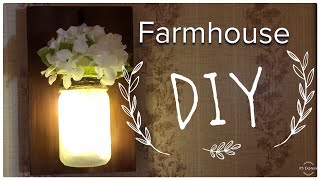 Dollar Tree DIY  Farmhouse Decor  Mason Jar Sconce [upl. by Grubb547]