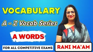 Vocab A Words  Synonyms and Antonyms  Vocabulary Words English Learn  English With Rani Mam [upl. by Aromas]