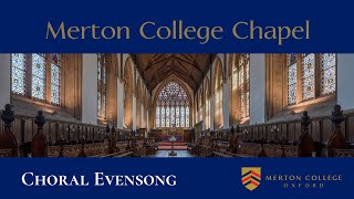 Choral Evensong  Thursday 6 June 2024  from Merton College Chapel Oxford [upl. by Dara417]