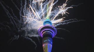 Welcome to 2021 Aucklands Sky Tower hosts spectacular fireworks show [upl. by Dieterich]