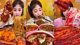 Chinese food mukbang  eating a lot of Chinese food  Spicy noodles and Snack mukbang [upl. by Marji]